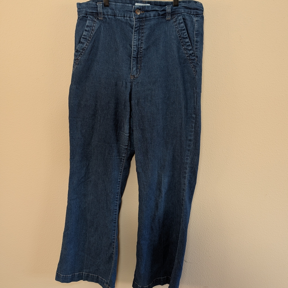 Sofia Jeans‎ by Sofia Vergara Size 14 Trouser Flare Jeans High Rise Dark Wash